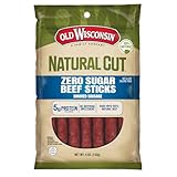 Old Wisconsin Natural Cut Beef Sausage Snack Sticks, Zero Sugar, Naturally Smoked, Ready to Eat, High Protein, Low Carb, Keto, Gluten Free, No Artificial Preservatives or Nitrates, 5 Ounce