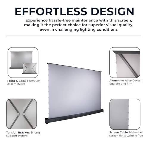 Image of OTEK FR84 84 Inch Motorized Floor Rising Projector Screen | 16:9 ALR Fabric Gain 1.8 | Remote Control Electric Floor Mount | Ambient Light Rejecting | Front Projection