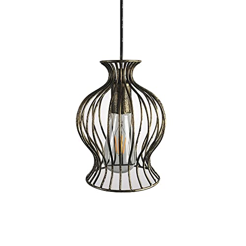 Lustre chandelier rétro cage en métal noir et luminaire suspendu vintage pour plafond
