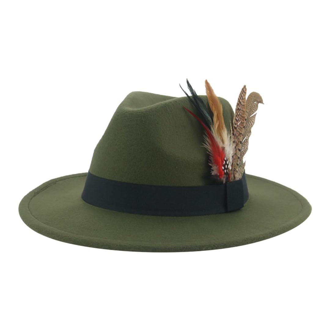 Suwequest Women's 2Army En81 Hat Fedoras Winter Hats Men Felt Hat Feather Wedding Decorate Men Fedora Chapeau
