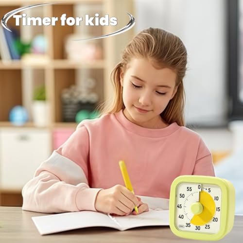 Visual Timer for Kids Timer Home - 60 Minute Kids Visual Timer for Classroom Home Office, Countdown Clock for Teaching Work Meeting, Pomodoro Timer for Time Management (Avocado Green) - Image 3