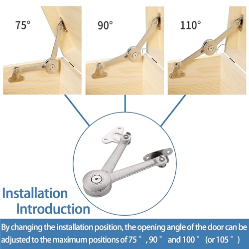 Deckelstütze Scharnier, 2 Stück Softclose Deckelstützscharniere mit Schrauben und Inbusschlüssel, Klappenbeschlag Klappenstütze, Satin Nickel Klappscharnier, Schrank Scharniere, für Kleiderschrank – Bild 5