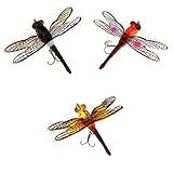 Inzopo 3pcs Fishing Topwater Lures Life-Like Dragonfly Floating Fly Fishing Popper Boat Lures for Trout Bass Perch Fishing