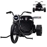Ride On 3 Wheelers Go Kart for Kids, 24V 14Ah Battery Two 300W Motors, 9MPH Fast Drifting Circling Car, Electric Ride Toy Hand Accelerator,Max Load 155lbs, Racing Toy for Kids Teens 8+ Years,Black
