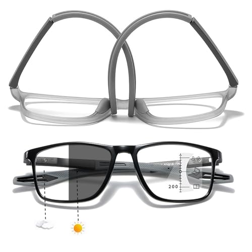 Genérico Gafas de Lectura Deportiva para Hombres y Mujeres Anti - Luz Azul Ultraligeras TR90 Marco Gafas de Bloqueo(Black/Grey,1.5 x)