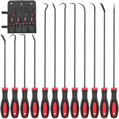 Keze 12 Pcs Pick and Hook Tool Set Includes Long & Mini Precision Pick Tool Kit for Car Auto Oil Seal/O-Ring Seal Gasket Pick Hooks Puller Remove