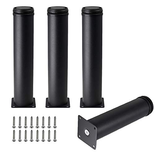 Kyuionty Set of 4 Adjustable Stainless Steel Furniture Legs 10 Inch Black