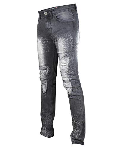 Screenshotbrand Men's Premium Moto Biker Denim Pants - Skinny Fit with Zippered Pockets