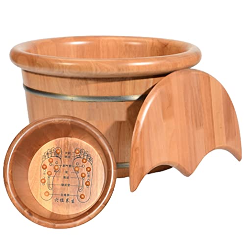 Baño de pies de madera sólido con acupresión de pie