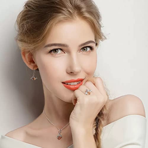 Boucles d'oreilles abeille orange pendantes pour femmes en bijoux fins - 3