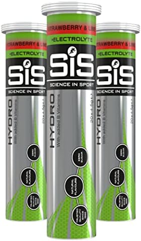 Science in Sport | SiS Go Hydro | Zero Sugar, 7 Calories | Effervescent Electrolyte Tablets for Improved Hydration, Recovery & Performance | Triple Pack (3 x 20 Tabs) | Strawberry & Lime