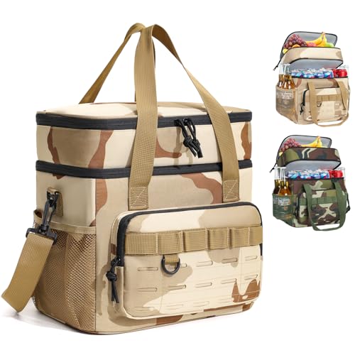 Stillithou Lunch Bag Cooler Insulated Leak Proof for Men, 25 Cans Double Deck Soft Sided Cooler Bag, Portable Cooler Bags Insulated for Travel Camping Beach, Yellow