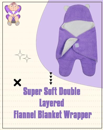 Image of New Born Multi-Purpose Baby Boy's and Baby Girl's Blanket and Sleeping Bag (Purple, 0-6 Months)