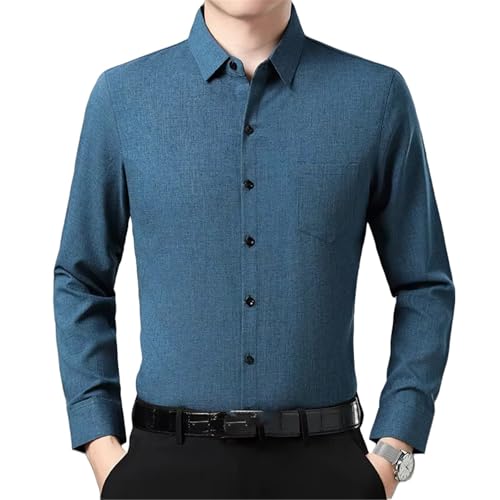 Camisa de manga larga para hombre sin arrugas que soluciona el planchado diario