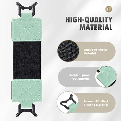 MoKo Handschlaufe für 6-8 Kindle eReaders Fire Tablet,Kindle/Kobo/Voyaga/Sony E-Book Tablet,Elastisches Halteband Leicht Tragbar Tablet Fingerhalterung Griff Halter,Schwarz Gurt, Lychee Tequila Grün