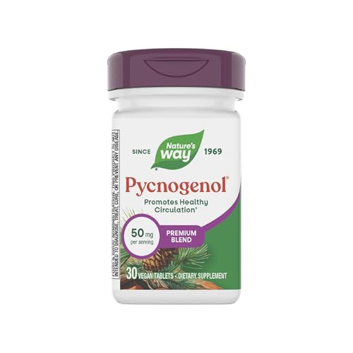 Nature's Way Pycnogenol Premium Blend, Promotes Healthy Circulation*, Antioxidant Support*, 50 mg per Serving, 30 Vegan Tablets