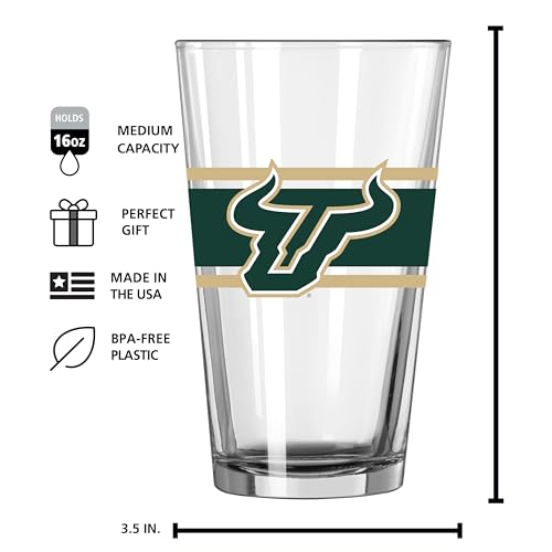 Image of Logo Brands NCAA 16 oz Pint Glass - Durable Glass With Bold Team Color- Chip-Resistant Rim Drinkware For Fans, Tailgates, Home Bars & Everyday Use