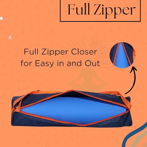Image of Yoga Mat Cover Bag with Adjustable Shoulder Strap Waterproof Yoga Mats Carry Bags fit for 4mm to 8 mm Yoga Mat for Women and Men Zipper Mats Bag's for Meditation Mat (Blue-Orange)