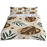 YZQGLHP Plantas Tropicales Funda Nórdica Reversible Individual 135x200 cm - para Cama 80/90 cm - Microfibra 2 Diseños - Incluye 2 Fundas de Almohada ESTÁNDAR 45x75 cm Hojas de Palma