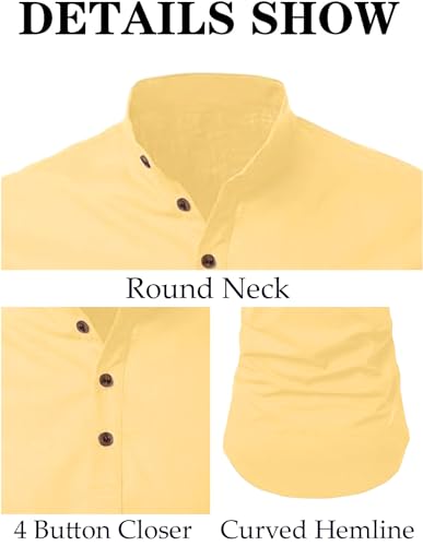 Image of FINIVO FASHION Men's Cotton Blend Solid Full Sleeve Short Kurta Shirt, Regular Fit Solid Pattern Mandarin Collar Straight Kurta Shirt