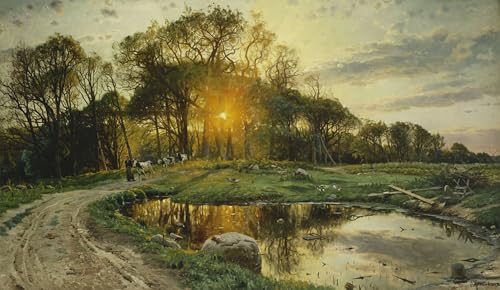 Peinture sur toile le retour à Peder Monsted, impression haute définition d'art nordique