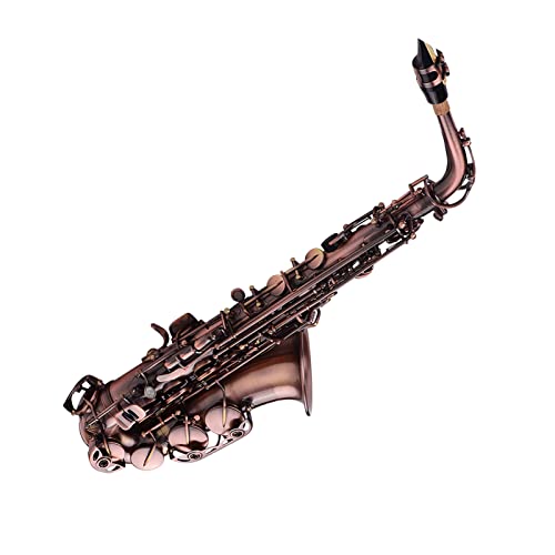 Eryue High Grade Red Bronze Bent Eb Alto Saxophone E-Flat Sax Carved Pattern Woodwind Instrument With Carry Case Gloves Cleaning Cloth Brush Sax Straps Reeds #TOP1