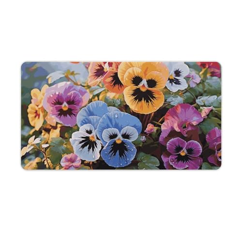 Tapis de souris LED étanche grand format à motif fleurs avec base antidérapante