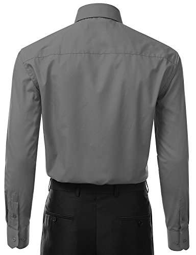 Italy Men's Long Sleeve Solid Premium Dress Shirt3