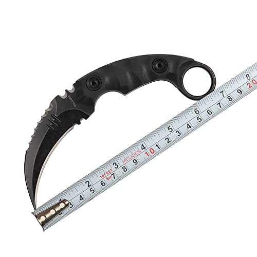 MASALONG Outdoor Survival Claw D2 steel G10 handle Sharp Fixed Blade Knife with Kydex Sheath (Stone wash Version-kydex Sheath)