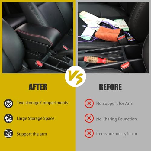 OYHCM Accoudoir Centrale pour Suzuki Swift 2005-2024, Rangement Intégré, Cuir Noir, Facile à Installer, Accessoire Intérieur Voiture