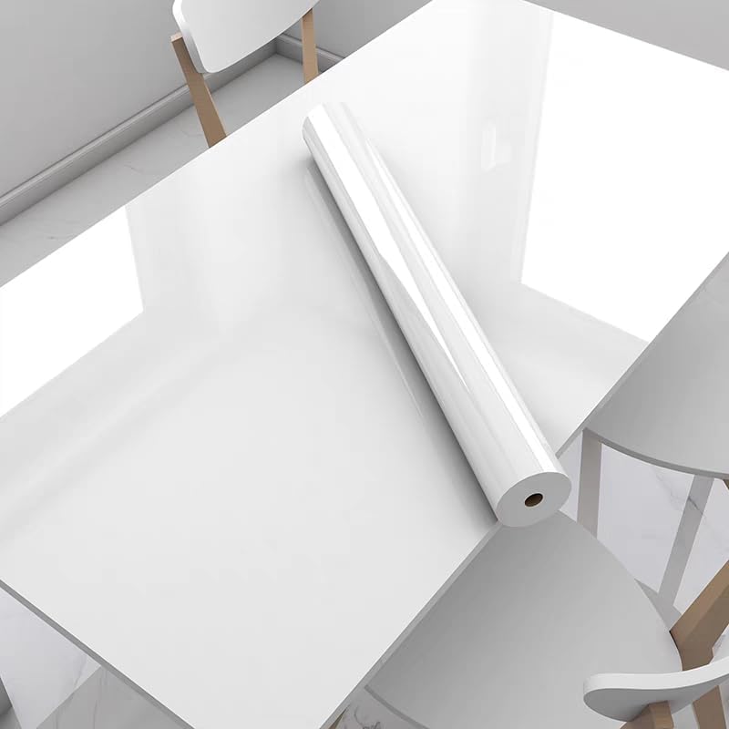 Image of White Contact Paper Glossy White Wallpaper for Countertop /Cabinet Removable Self Adhesive Wall Paper Glossy Waterproof Kitchen Peel and Stick Wallpaper Decorative Vinyl (12x144Inch)