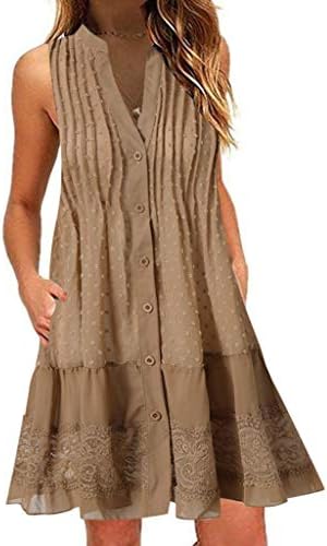 F_Gotal Women's Summer Sundress Boho Floral Sleeveless Casual Knee Length Beach Mini Tank Sundress Cocktail Cami Tank