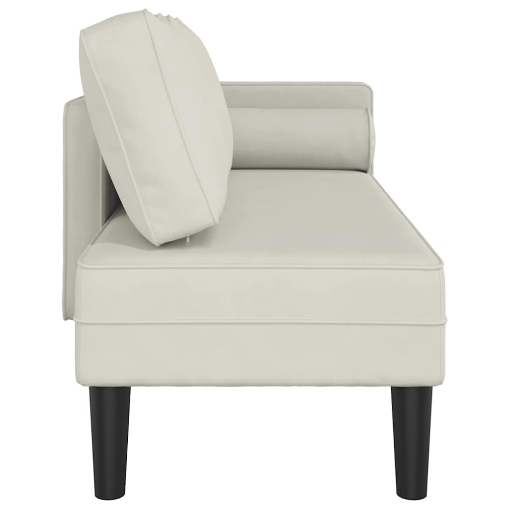 vidaXL Chaise Longue con Cuscini Crema in Velluto, divano letto, divano imbottito, seduta da soggiorno, dormeuse, seduta da salotto, divano 2 posti