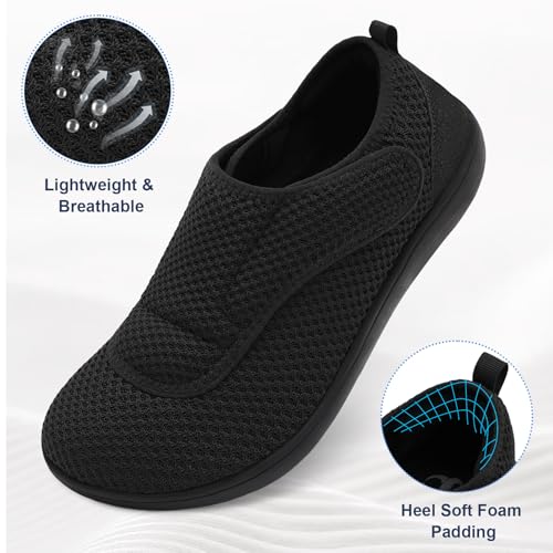 Mens Walking Shoes Wide Diabetic Shoes Adjustable Swollen Feet Neuropathy Orthopedic Shoes Breathable Barefoot Zero Drop Sneakers4