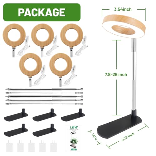 Image of LBW Grow Lights for Indoor Plants, Full Spectrum Halo Grow Light with Base