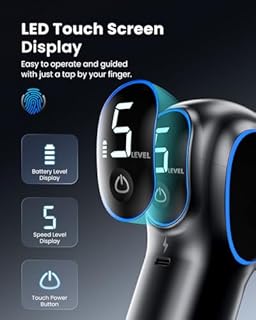 RENPHO Reach Handle Massage Gun with 5 Speed 4 Head,Mini Massage Gun with Extension Handle,Gift for Women Men,Muscle Gun Deep Tissue with 3200rpm for Home Workout Full Body Muscle Relax,Black