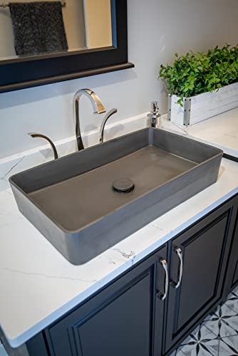 Eden Bath Wide Rectangular Concrete Vessel Sink (Charcoal) #TOP1