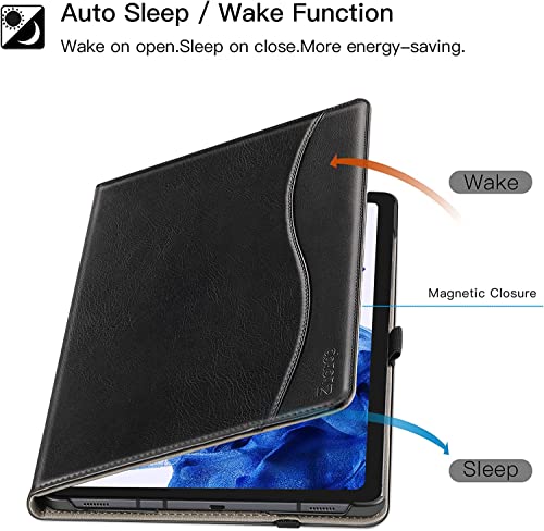 Ztotop Case For Samsung Galaxy Tab S8 Plus/S7 Fe, Premium Pu Leather Folding Stand Cover For 12.4 Inch Galaxy Tab S8+ 2022/S7 Fe 2021/Tab S7 Plus 2020, With Pen Holder&Multiple Viewing Angles, Black #TOP6