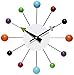 Infinity Instruments Orb Spoke Midcentury Modern 15 inch Retro Starburst Ball Wall Clock Quiet Quartz Movement Mid Century Decorative, Multi, Multicolor