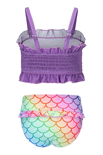 Image of Girls Bikini Swimsuits Two Piece Bathing Suit for Kids Girls Hawaiian Smocked Swimwear 3-16 Years
