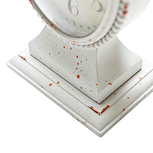 Reloj de mesa vintage con pilas y acabado rústico blanco envejecido 6