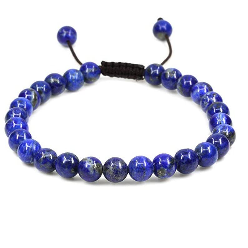 Bracelet lapis-lazuli contre le stress perles bleu 6mm fil ajustable zen