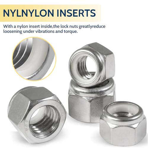 Vifmy 120 Pack 8#32 Nylon Insert Lock Nuts,304 (A2-70) Stainless Steel Locknuts,Standard Inch Thread Nylock Nuts for Bolts by Vifmy - Image 4