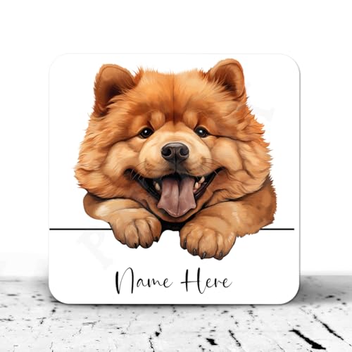 Peeking Dogs Personalised Drinks Coaster Cardigan Chow Chow Dog | Birthday Gifts Christmas Gift | Coaster Gift For Friends Mum Dog Lovers | For Home Bar Man Cave | Beer Mat Coaster | (CO4812)