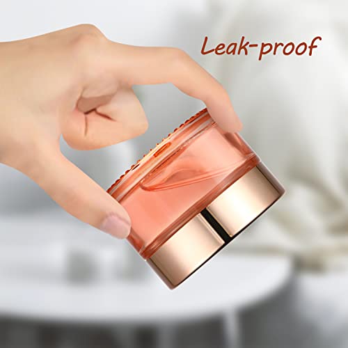 Cositina 12 Pack 1oz Pink Glass Jars,Empty Round Storage Travel Containers with Rose-Golden Lids & Inner Liners,Refillable Cosmetic Vials for Moisturizer,Creams,Salve, Lotion3