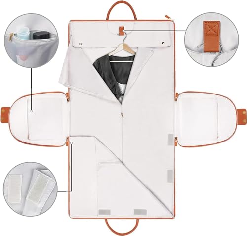 Image of 2-in-1 Convertible Garment Duffle Bag with Shoe Pouch - Weekender Travel Bag Leather Garment Bag for Travel Hanging Suitcase Suit Garment Bag Convertible Carry on Large Duffle Bags