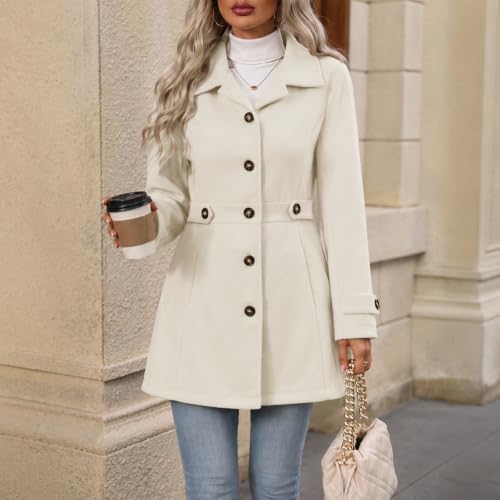 Trench Coat Women Business Dressy Office Casual Button Outwear with Pockets - image 3