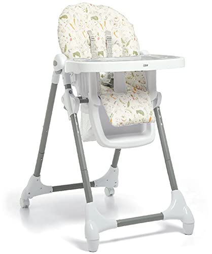 Mamas & Papas Snax Hochstuhl, Verstellbar, Zusammenklappbar mit abnehmbaren Essbrettchen, Buchstaben-Blumen-Muster, Wonky Veg