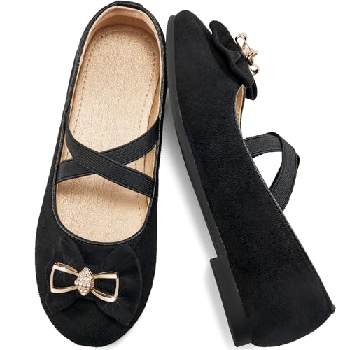 Ablanczoom Girls Flats Dress Shoes - Toddler/Little Girl Casual Slip on Bowknot Mary Jane Ballet Flats Wedding Party School
