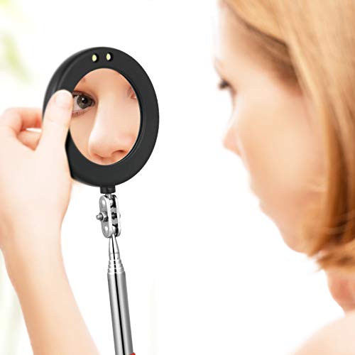 Led Mirror Inspection Telescoping Inspection Mirror Round Mirror Square Mirror Inspection Tool For Check The Condition Of The Vehicle, Observe The Eyelashes, Mouth And Other Small Parts (2 Pieces) #TOP4